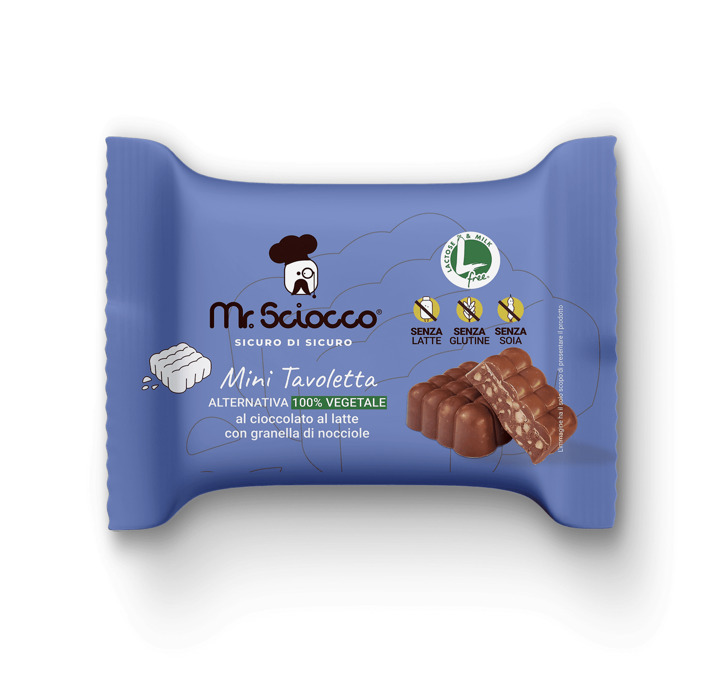 Mini Tavolette ALTERNATIVA 100% VEGETALE al cioccolato al latte e granella di nocciole