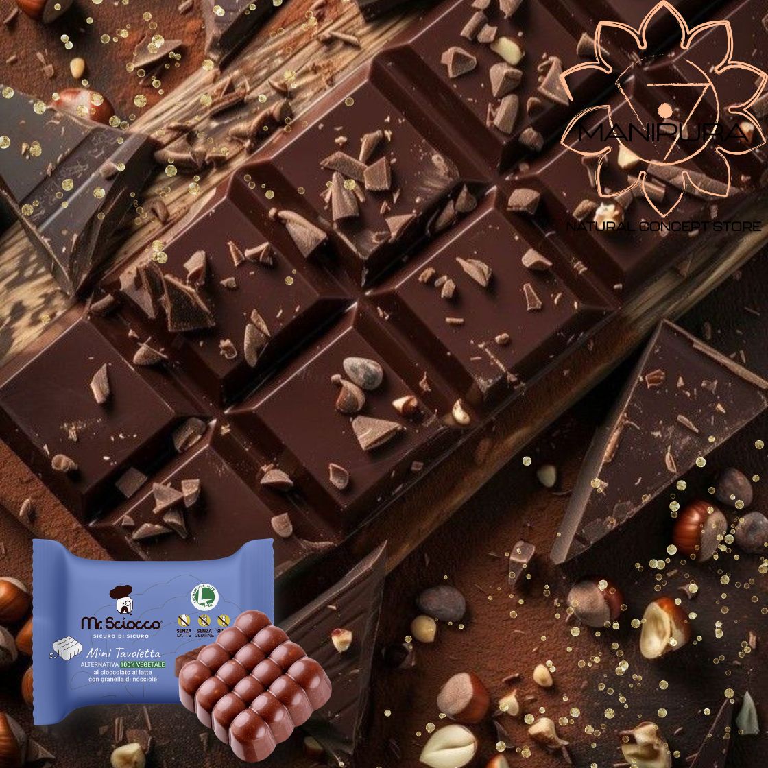 Mini Tavolette ALTERNATIVA 100% VEGETALE al cioccolato al latte e granella di nocciole
