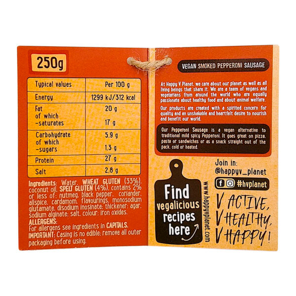 Salame Vegano Affumicato e Piccantino - Happy V Planet