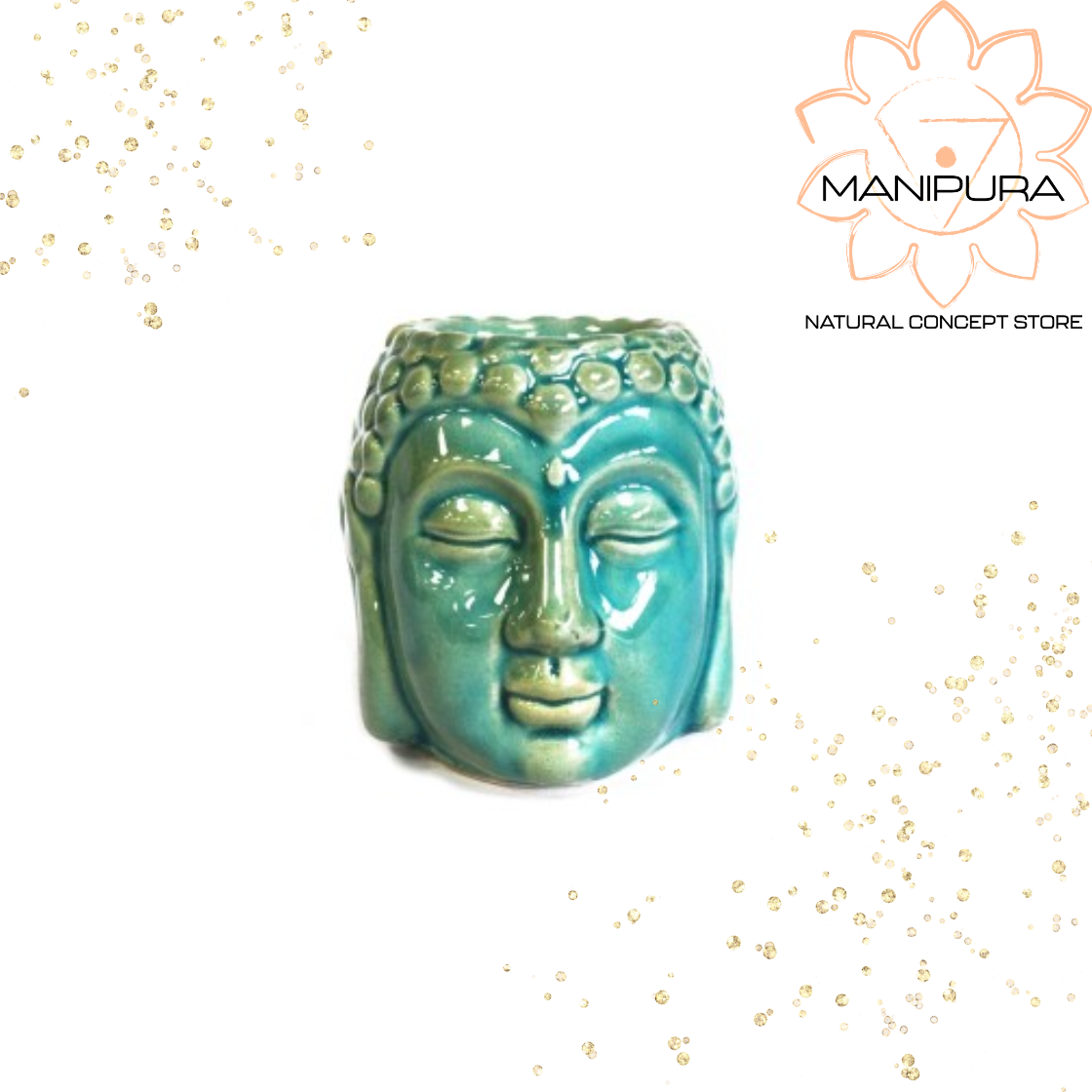 Bruciatore con candela Buddha - Blu  - Bianco - Arancio