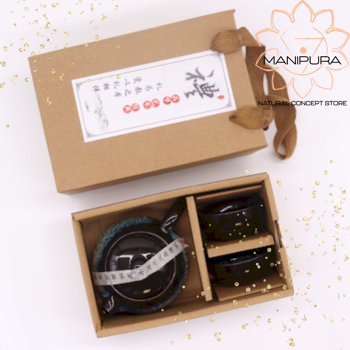 Teiera & 2 Tazze - Nera Black Glaze Teapot Set -