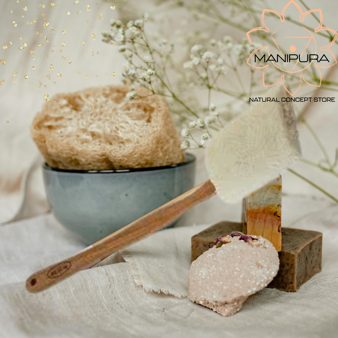 Spazzola Luffa Naturale con Manico Removibile - Mood